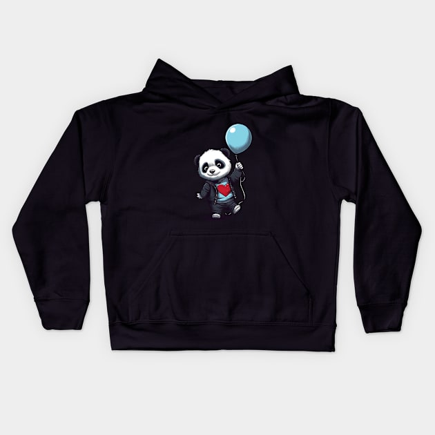 Little Baby Panda with Balloon Kids Hoodie by DavidLoblaw